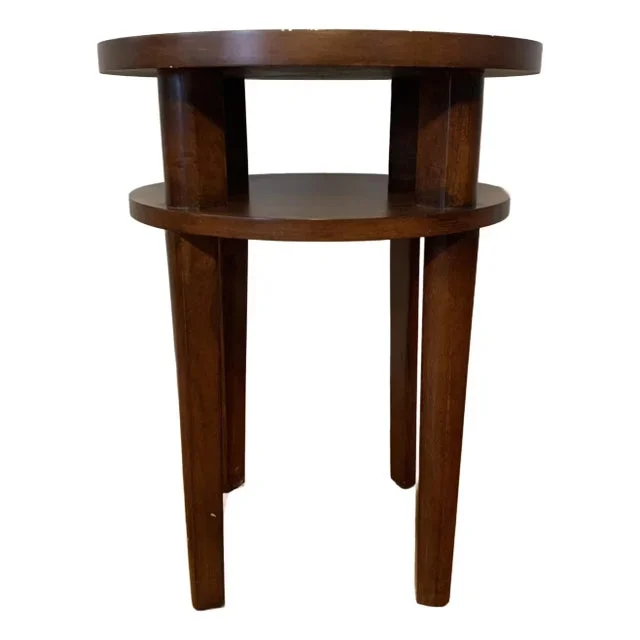 1990s Vintage Round Wood Side Table