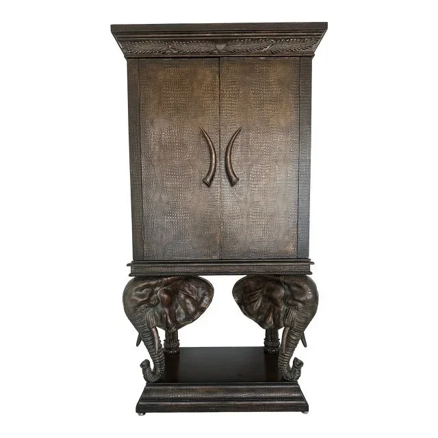1990s Vintage Safari Wine Cabinet