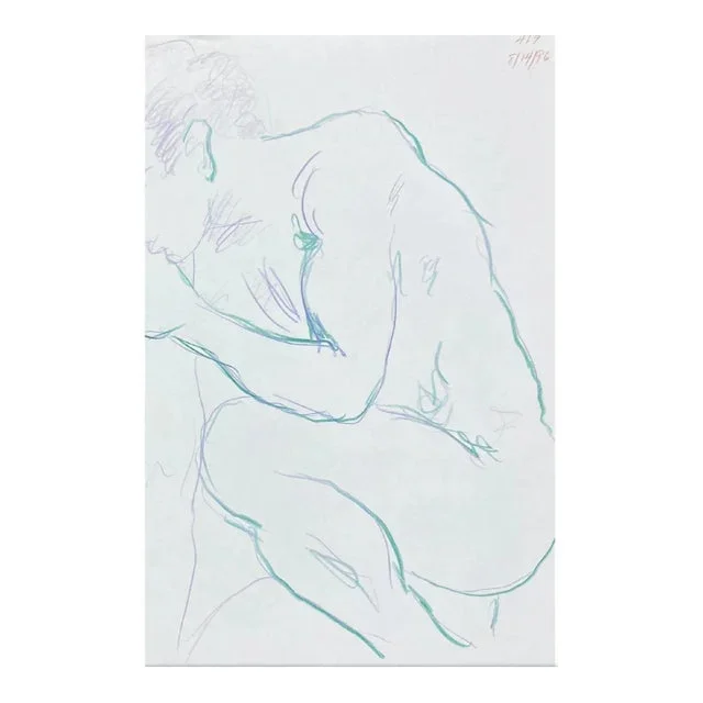 1996 James Bone Crouching Male Nude
