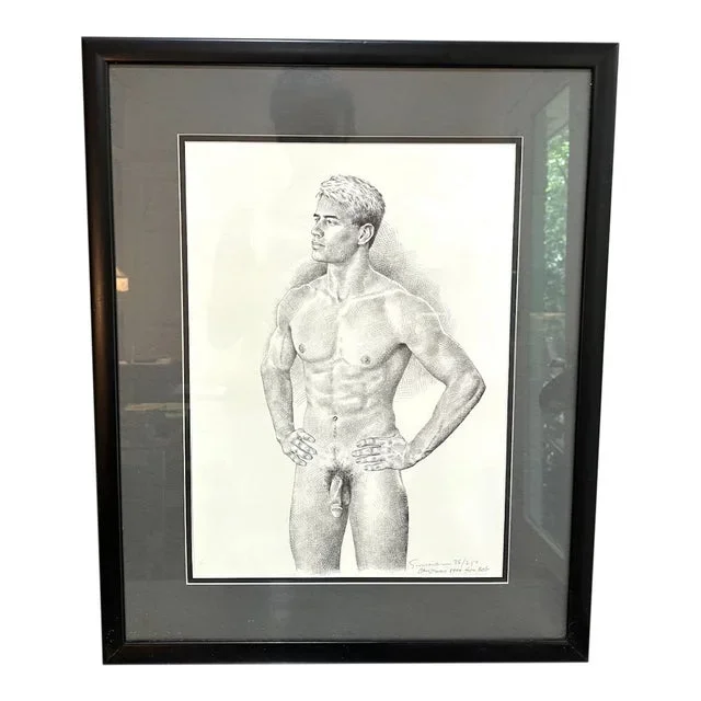 1999 Framed Nude Man Drawing