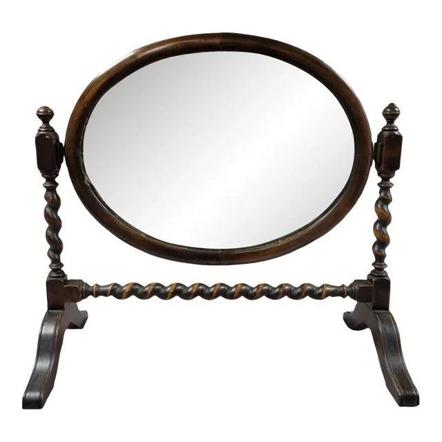 19th C English Barley Twist Table Swing Mirror