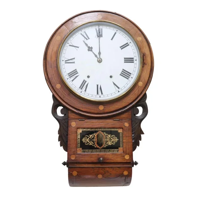 19th Century Anglo American Drop Dial Inlaid Wall Clock
