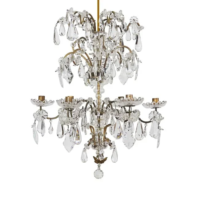 19th Century Brass and Crystal Chandelier