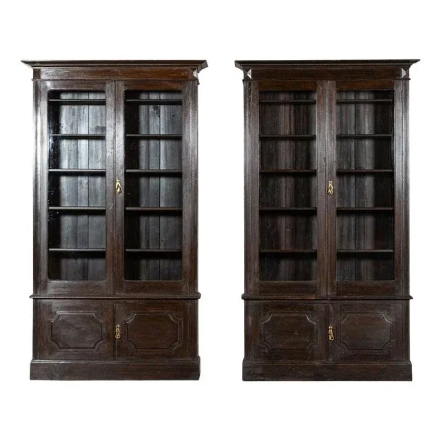 19th Century English Oak Glazed Bookcase, 1890s