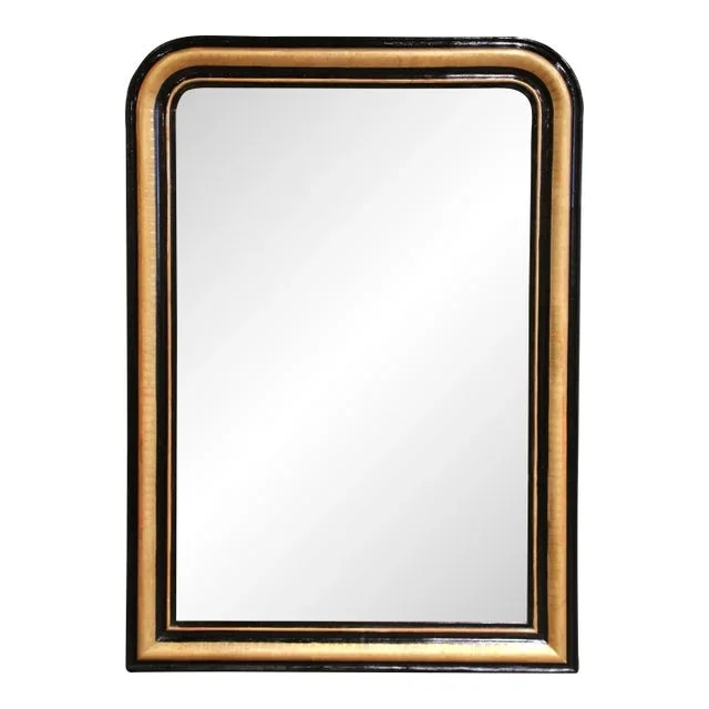19th Century French Louis Philippe Two-Tone Gilt and Blackened Wall Mirror