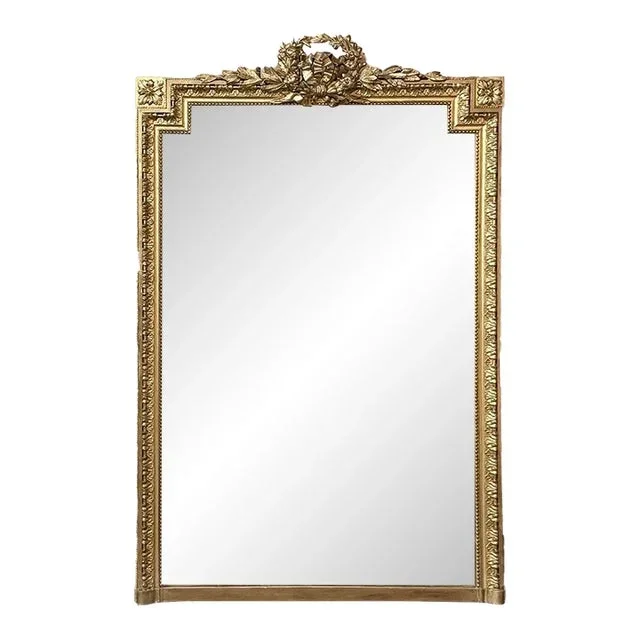 19th Century French Louis XVI Gilded Mantel Mirror