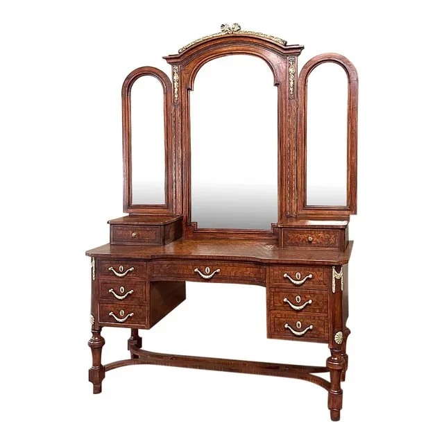 19th Century French Louis XVI Mahogany Marquetry Vanity