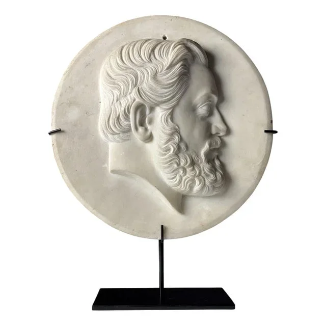 19th Century Hand Carved Marble Plaque