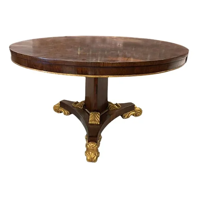19th Century Inlaid and Parcel Gilt Rosewood Empire Center Table