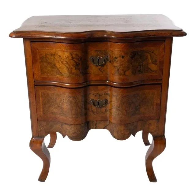 19th Century Italian Burl 2 Drawer Commode