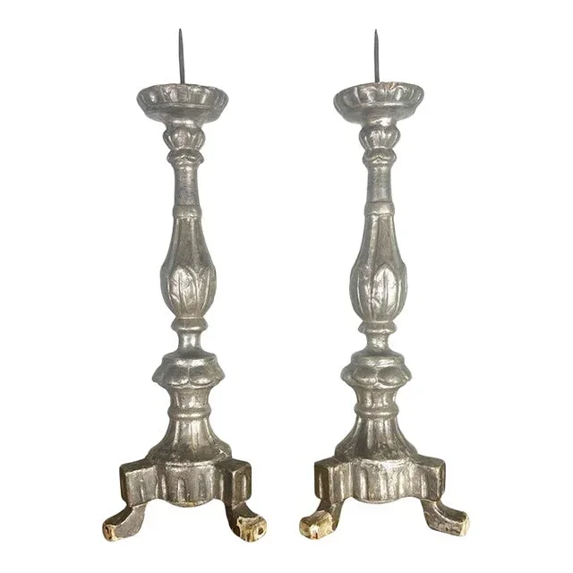 19th Century Italian Silver Gilt Candlesticks