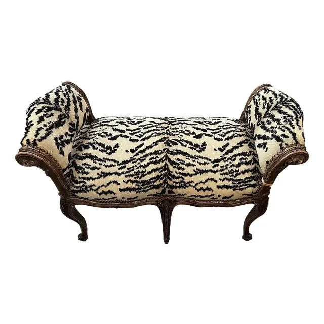 19th Century Louis XVI Gold Bench With Arms