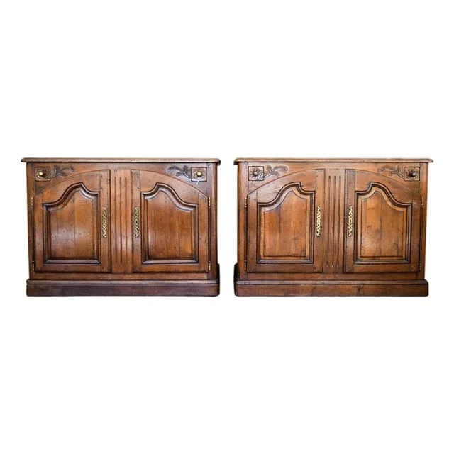 19th Century Pair of Carved Walnut Buffets