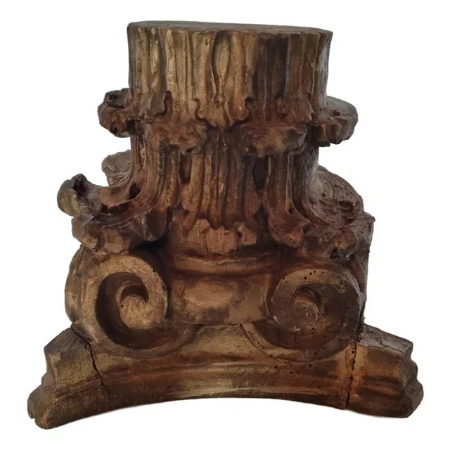19th Century Polychrome Wooden Column Base