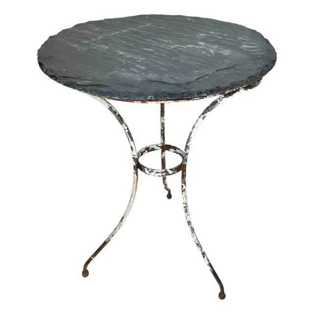 19th Century Table With Iron Base and Slate Top