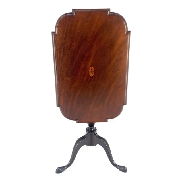 19th Century Tilt Top Inlayed Mahogany Center Breakfast Tripod Table MITN