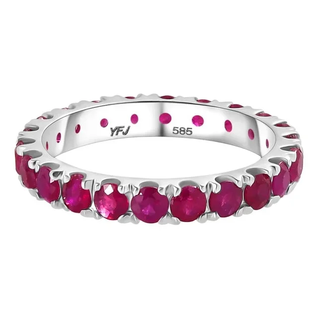 2.03 Carat Natural Ruby Eternity Band 14k Gold Ring Size 5