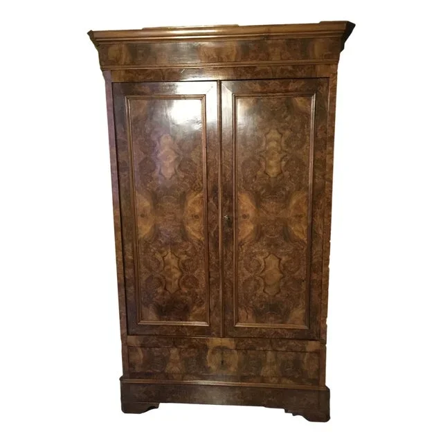 2-Door Wardrobe with Drawer in Walnut, 1850s