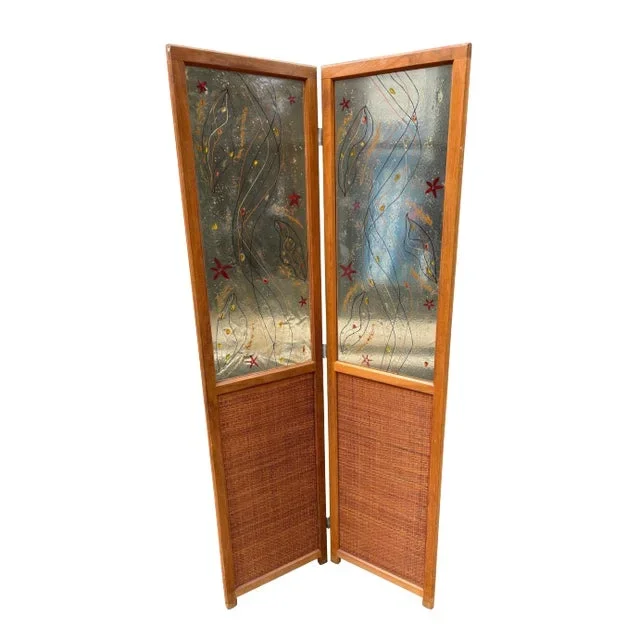2 Panel Folding Screen with Abstract Lucite Panels