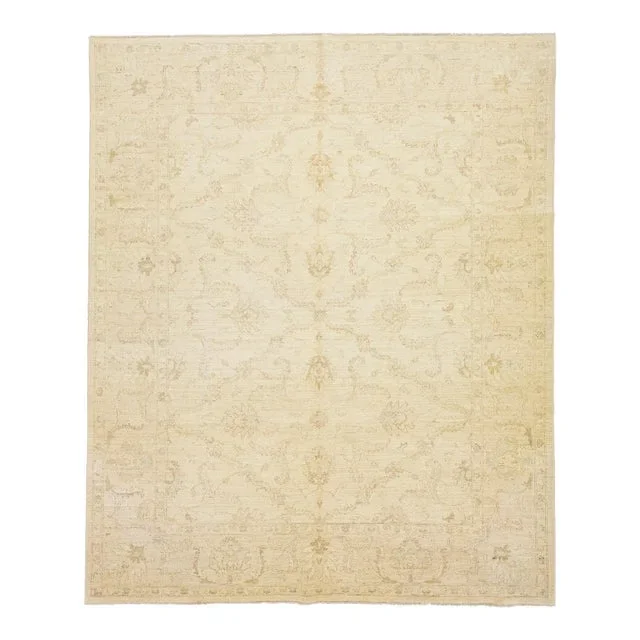 2010s Room Size Modern Khotan Style Wool Rug With Floral Pattern in Beige