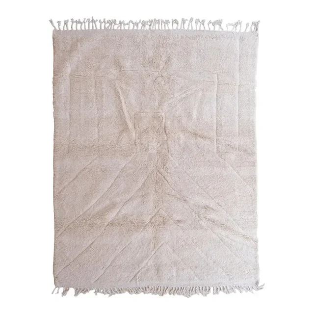 2020’s Moroccan White Beni Ourain Wool Rug – 9.5 X 7.1 Ft