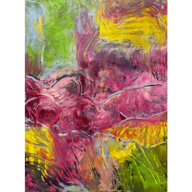2023 “In Between” Expressionist Figurative Acrylic & Oil Painting on Denim by Thierry Hennequin