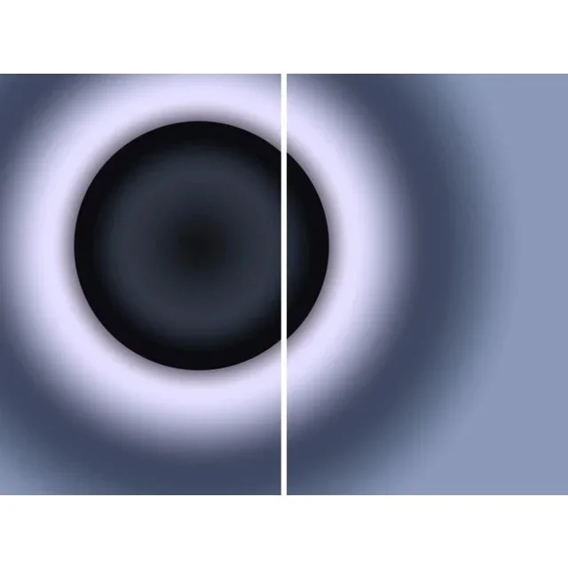 2023, Abstract Geometric Spacial Landscape in Black and White of Black Eclipse, Diptych, Limited Edition Giclée Print by Cyd Fointaine – Set of 2