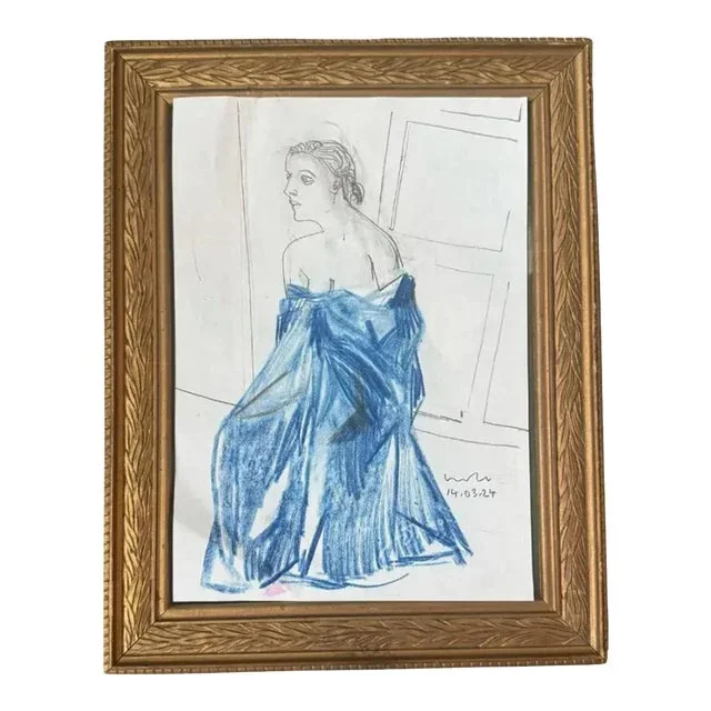 2024 Original Luke Hannam Drawing in Vintage Frame