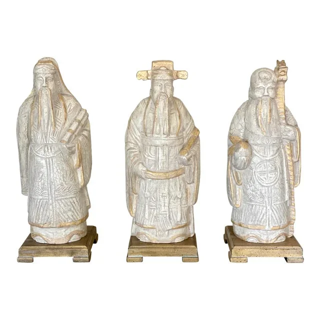 20th Century Chinese Fu Lu Shou Stellar Gods Statues Fulushou – Set of 3
