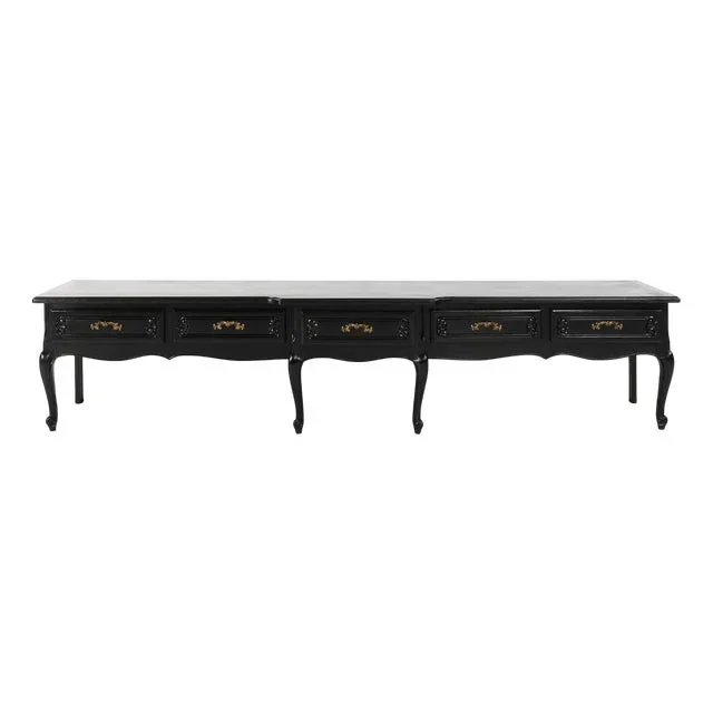 20th Century French Louis XV Style Black Low Sideboard, 1950s