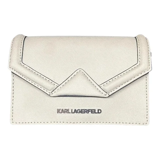 21st Century Karl Lagerfeld Mini Beige Geometric Envelope Clutch Bag
