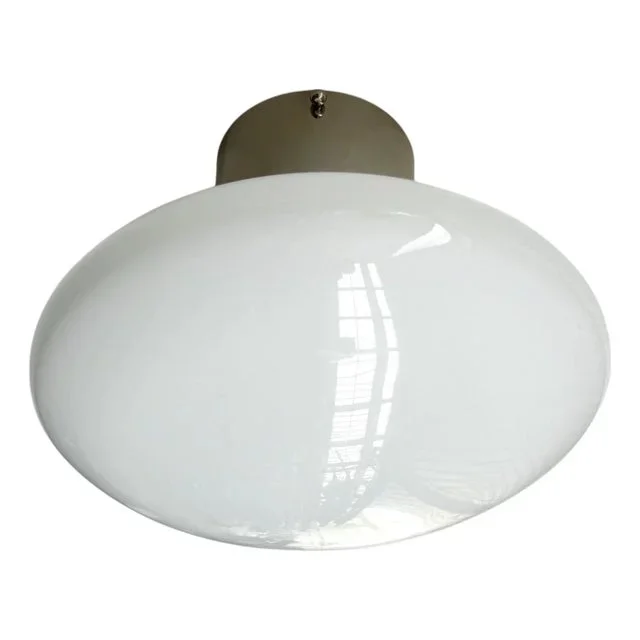 21st Century Polished Nickel and Glossy White Uno Flush Mount by Fabio LTD