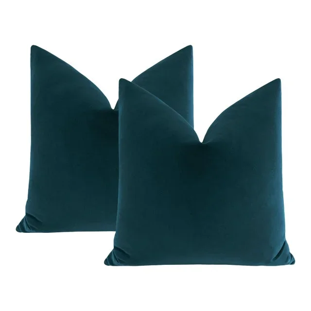 22″ Baltic Blue Designer Velvet Pillows – A Pair