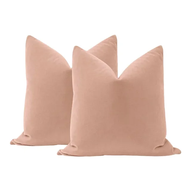 22″ Blush Mohair Pillows – a Pair
