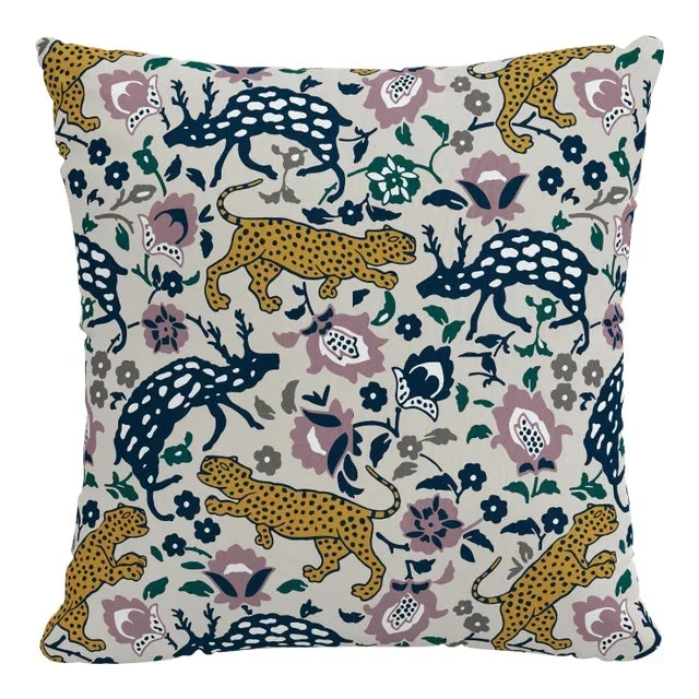 22″ Outdoor Pillow in Leopard Mustard Plum