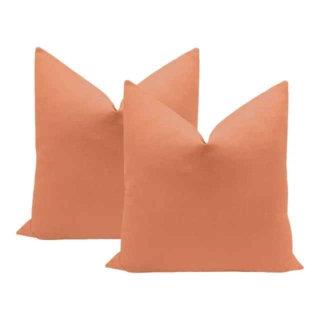 22″ Persimmon Classic Linen Pillows – a Pair