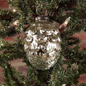 3″ Silver Pine Cone Mercury Ornament