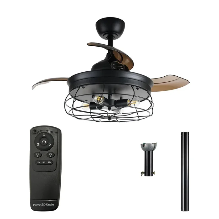 36″ Benally Industrial Downrod Mount Ceiling Fan with Lighting and Remote Control