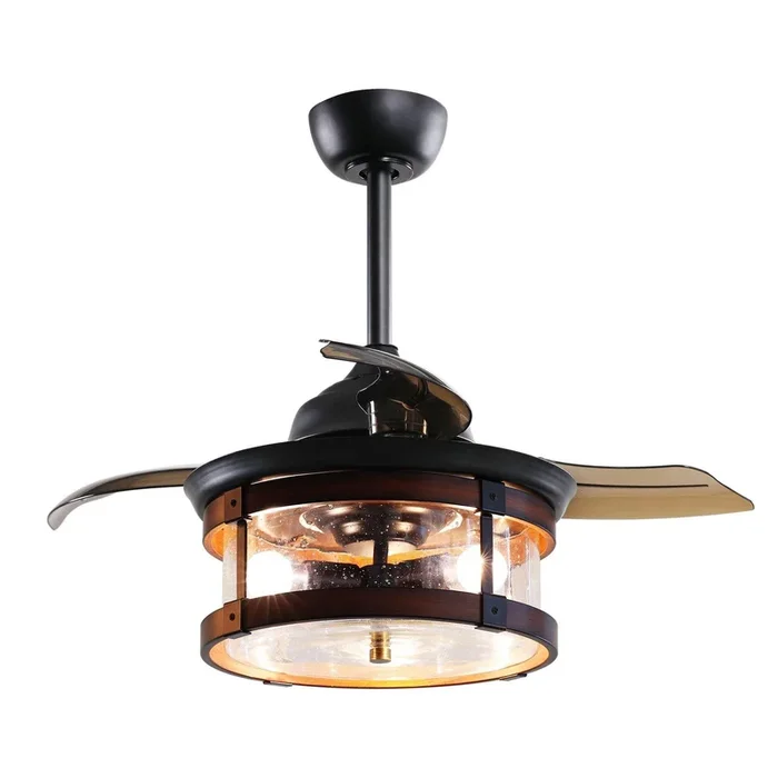 36″ Caselli Industrial Downrod Mount Ceiling Fan with Lighting and Remote Control