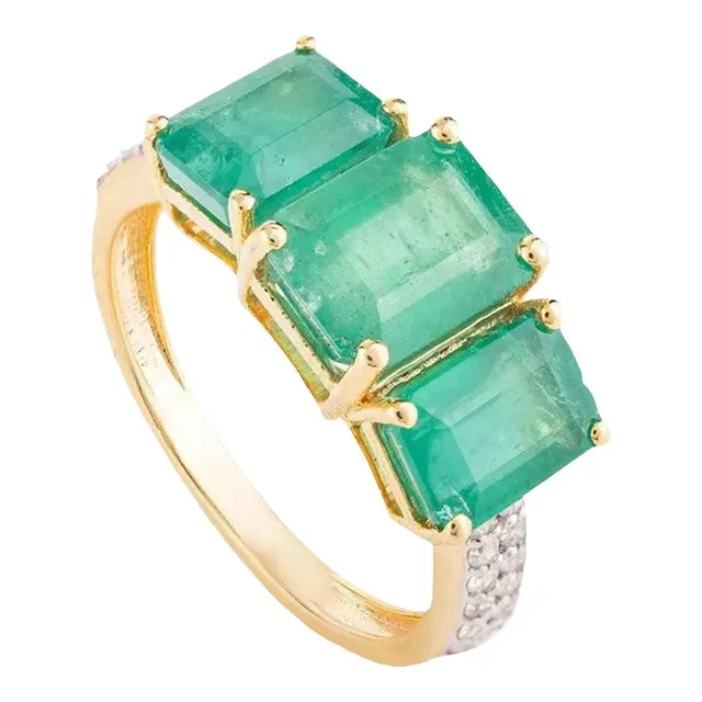 4.14 Ctw Three Stone Engagement Ring Size 6.5