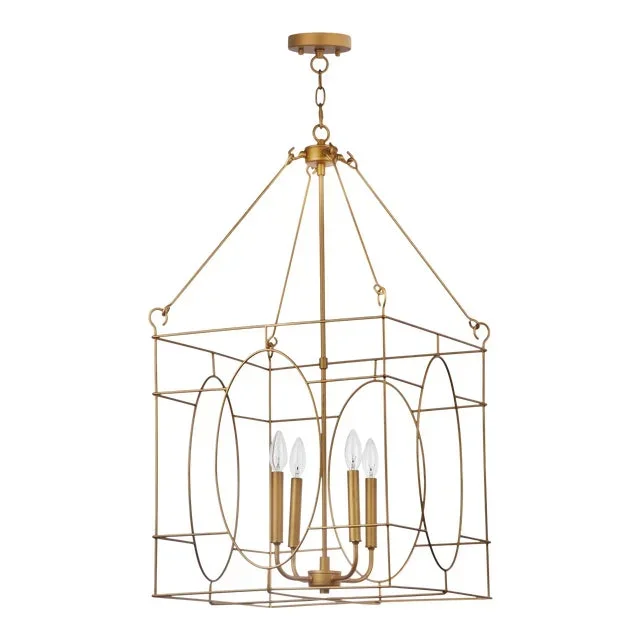 4 Light 18-Inch Diameter Adjustable Pendant – Gold