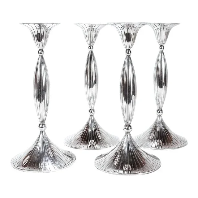 4 Spritzer & Fuhrmann Mid-Century Modern Sterling Silver Candlesticks