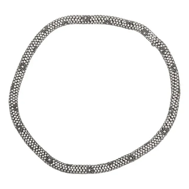 50 Carat Round Cut Diamond Cylinder Undulating Necklace in 18k