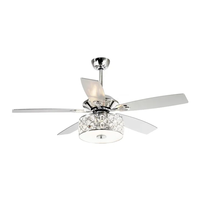 52″ Tibuh Modern Downrod Mount Reversible Crystal Ceiling Fan with Lighting and Remote Control