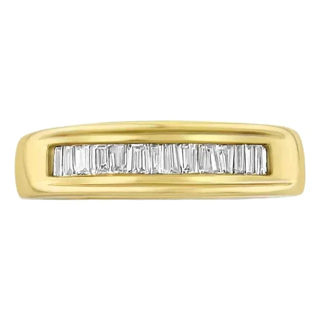 5MM Baguette Channel Diamond Wedding Band 14k Yellow Gold, Size 5
