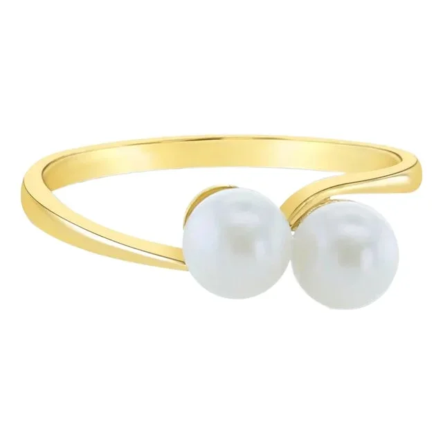 5MM Cultured Pearl Cluster Ring 14k Yellow Gold, Size 9