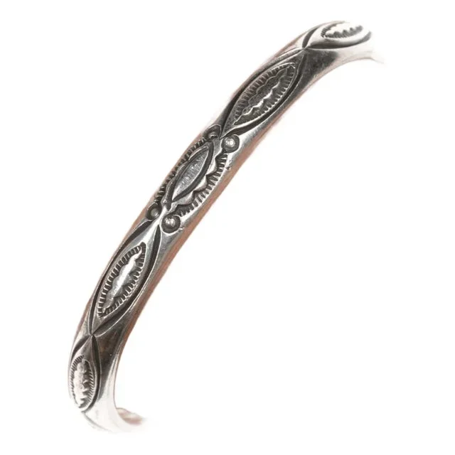 6.25″ Vintage Navajo Deep stamped silver cuff bracelet