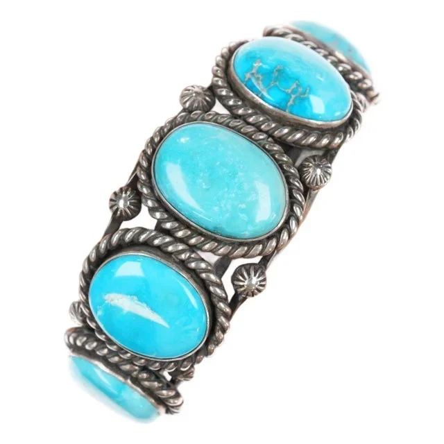 6.75″ Jw Native American Sterling High Grade Turquoise Cuff Bracelet