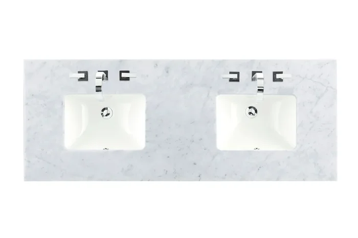 60″ Double 3 Cm Top, Carrara White W/ Sink