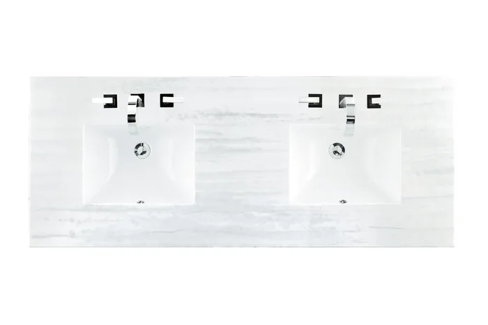 60″ Double Top, 3 Cm Arctic Fall Solid Surface W/ Sink